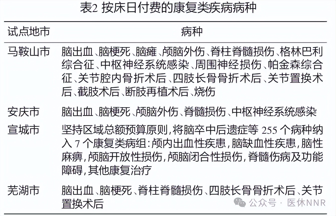 那些开展康复类疾病按床日付费试点现状如何?