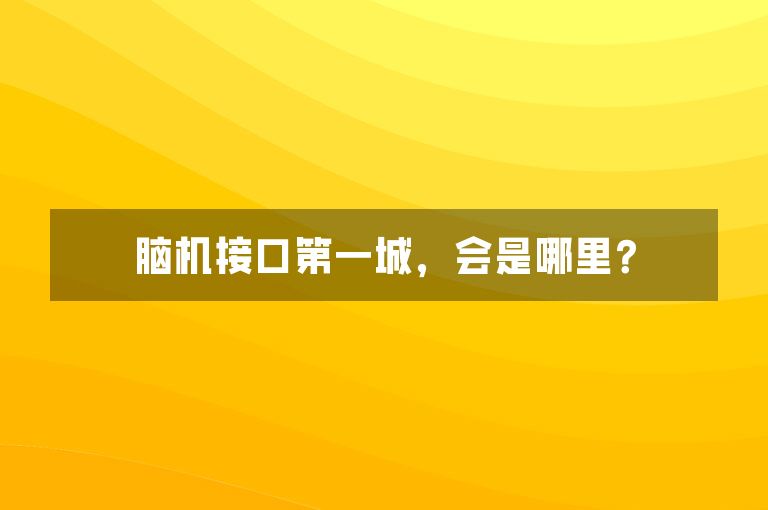 脑机接口第一城,会是哪里?