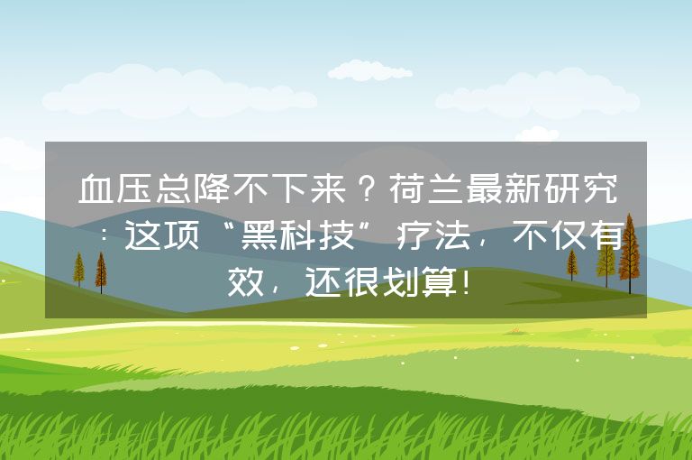 血压总降不下来?荷兰最新研究:这项“黑科技”疗法,不仅有效,还很划算!