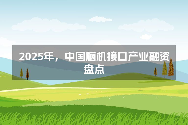 2025年,中国脑机接口产业融资盘点